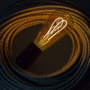 LED Golden Light Bulb - Edison ST64 Curved Double Loop Filament - 5W E27 Dimmable 2000K