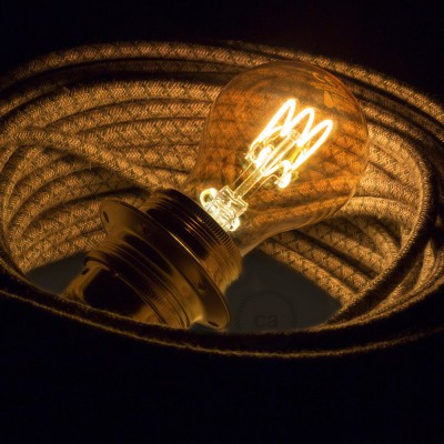 LED Golden Light Bulb - Drop A60 Curved Spiral Filament - 3W E27 Dimmable 2000K