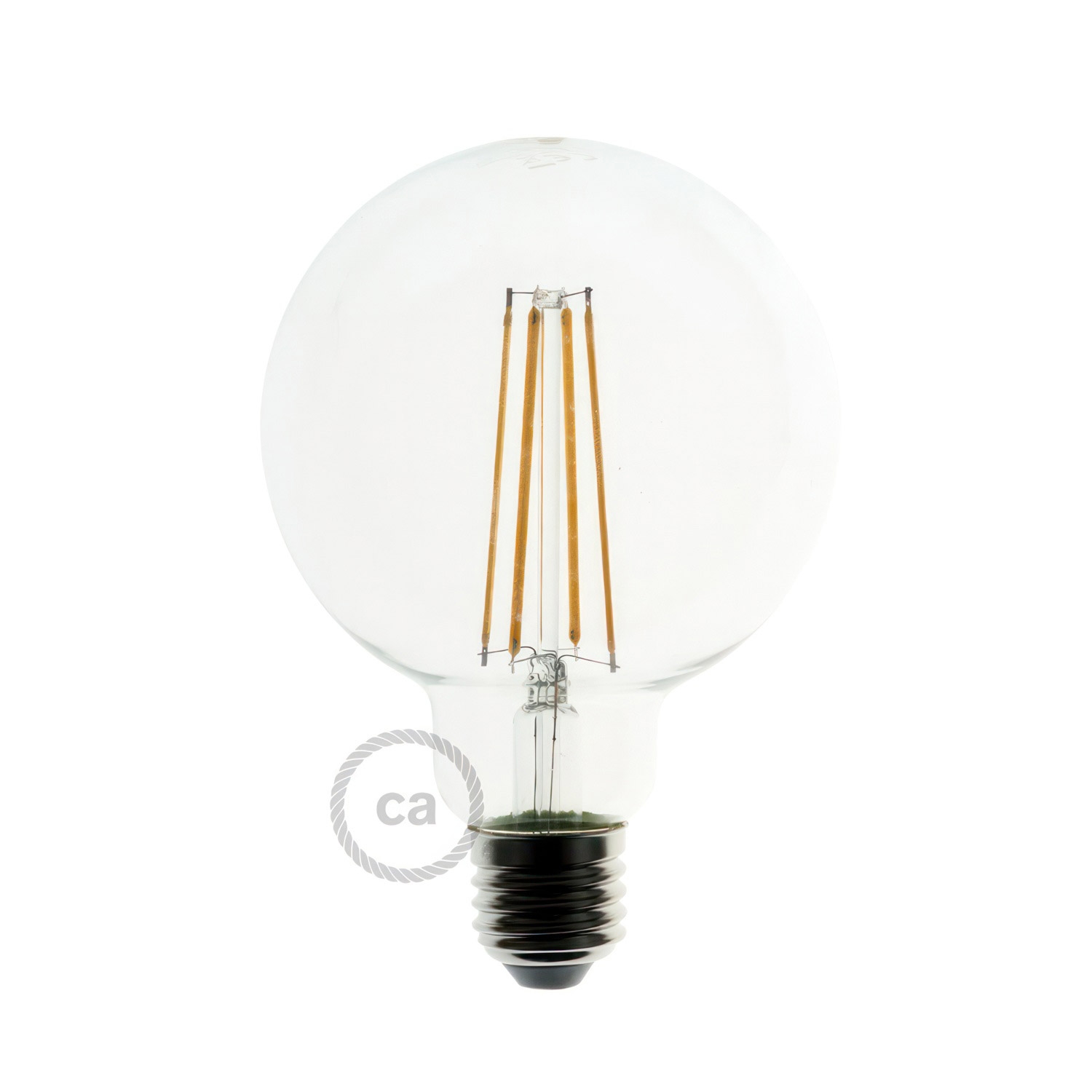 LED Transparent Light Bulb - Globe G95 Long Filament - 7.5W E27 Decorative Vintage Dimmable 2200K