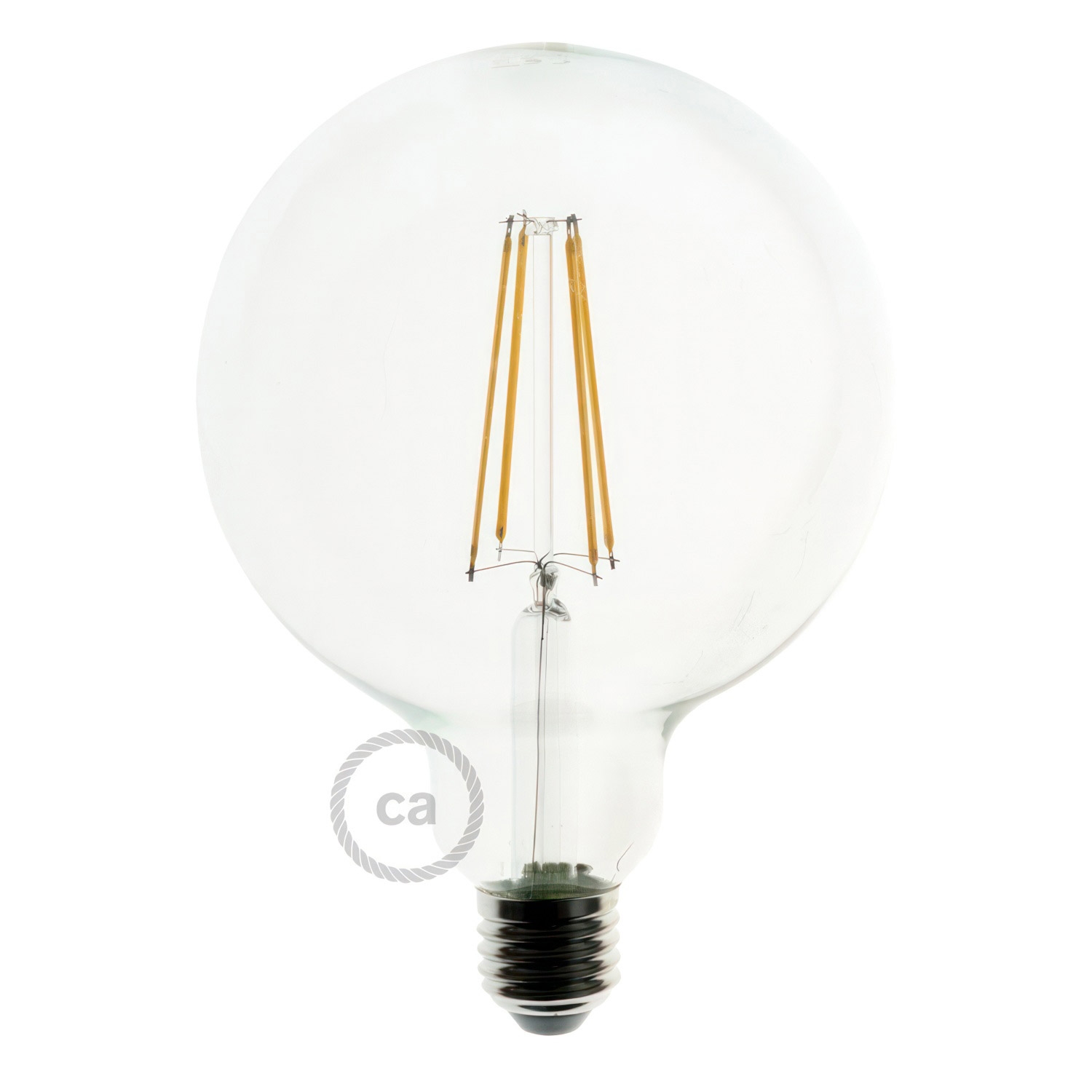 LED Transparent Light Bulb - Globe G125 Long Filament - 7.5W E27 Decorative Vintage Dimmable 2200K