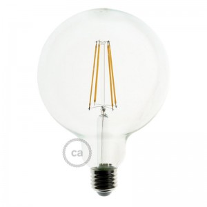 LED Transparent Light Bulb - Globe G125 Long Filament - 7.5W E27 Decorative Vintage Dimmable 2200K