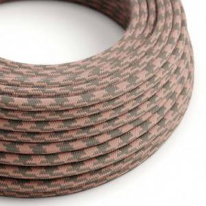 RP26 Bicoloured Ancient Pink & Grey Round Cotton Electrical Fabric Cloth Cord Cable