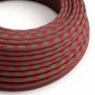 RP28 Bicoloured Fire Red & Grey Round Cotton Electrical Fabric Cloth Cord Cable