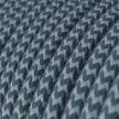 RZ25 ZigZag Stone Grey & Ocean Round Cotton Electrical Fabric Cloth Cord Cable