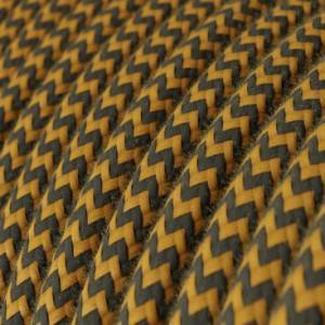 RZ27 ZigZag Golden Honey & Anthracite Round Cotton Electrical Fabric Cloth Cord Cable