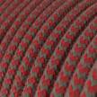 RZ28 ZigZag Fire Red & Grey Round Cotton Electrical Fabric Cloth Cord Cable