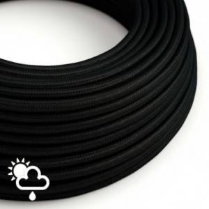 Outdoor round electric cable covered in Black Rayon SM04