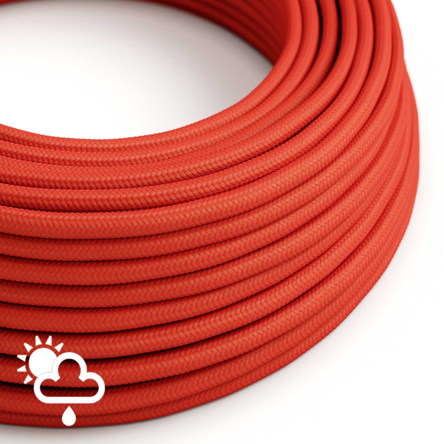 Outdoor round electric cable covered in Red Rayon SM09