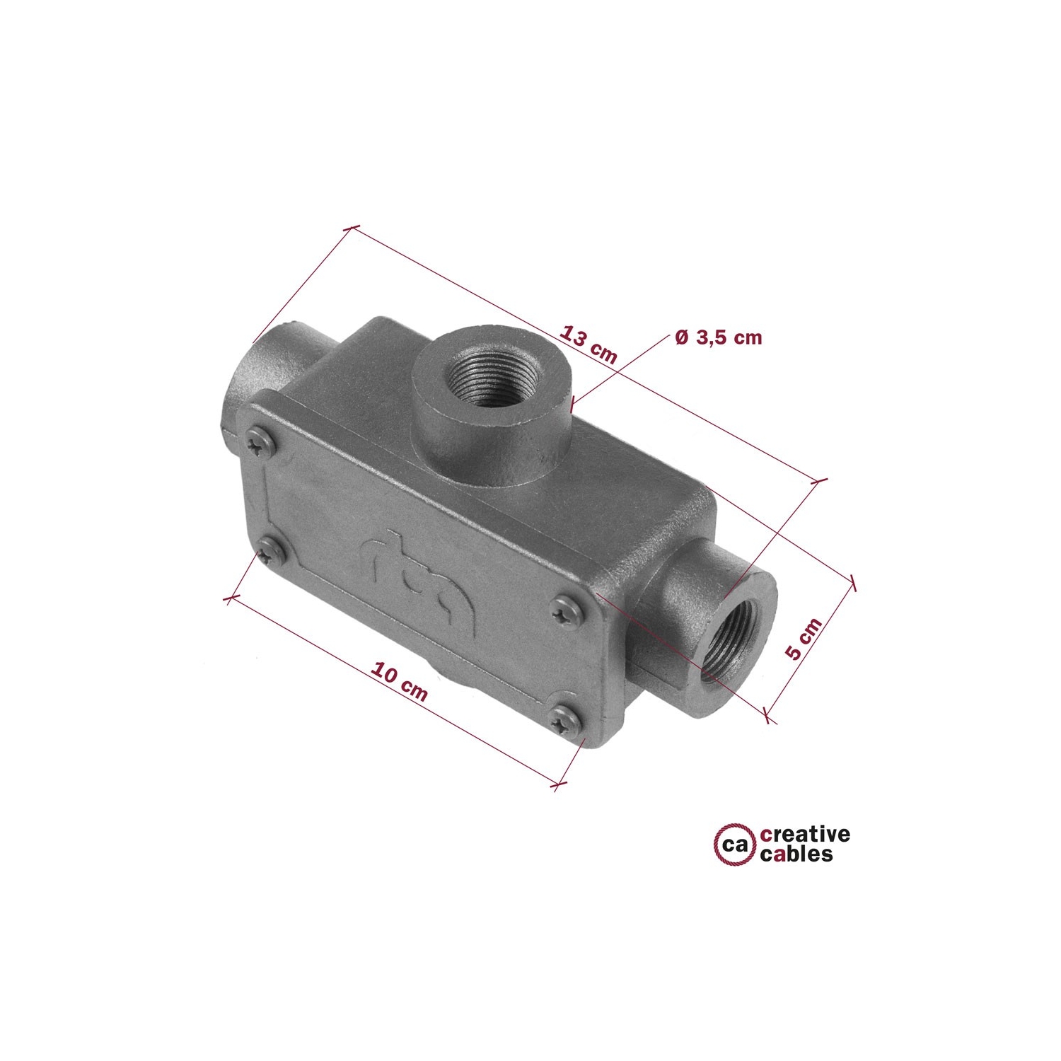 Four-outlet, X-shaped Junction box for Creative-Tube, aluminium case