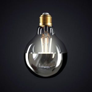 Silver half sphere Globe G95 LED light bulb 7W E27 2700K Dimmable