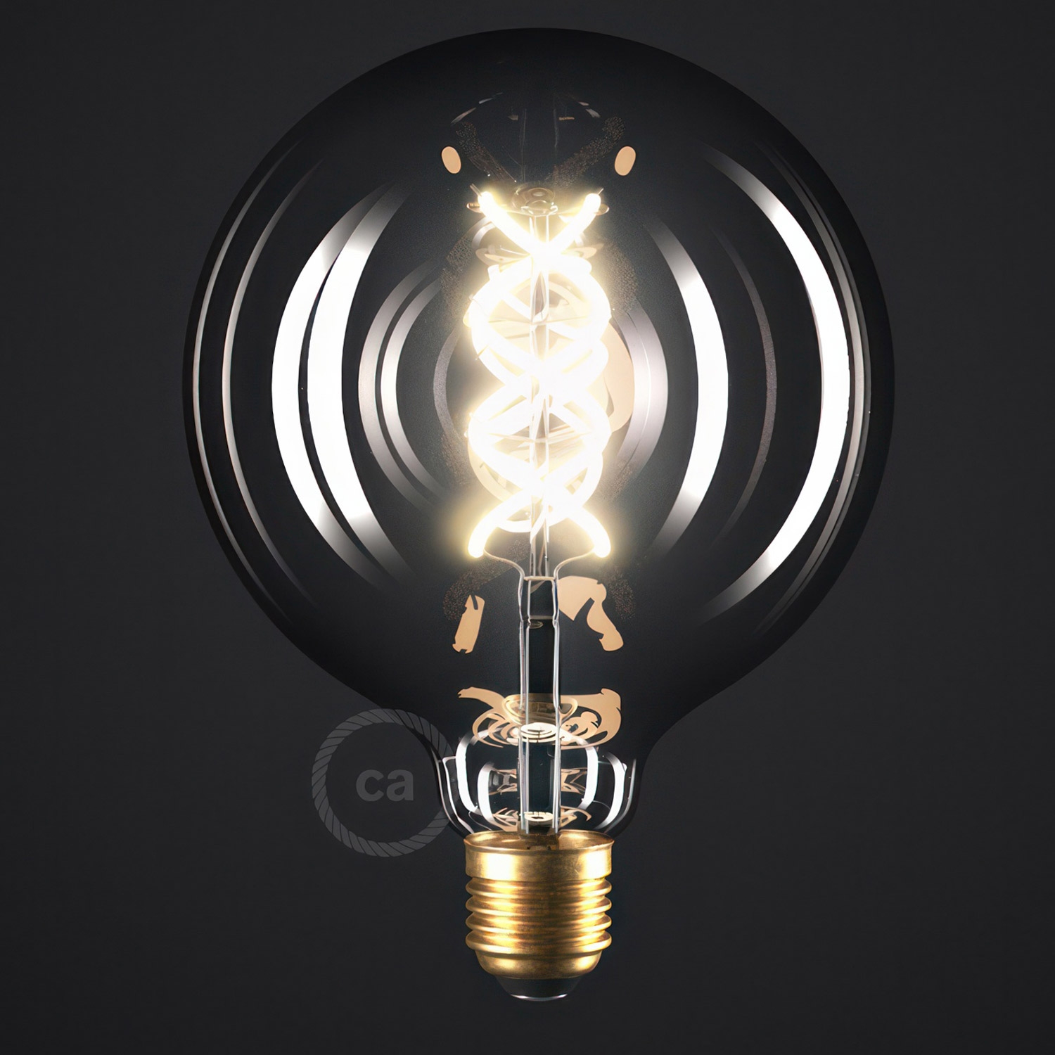 LED Smoky Light Bulb - Globe G125 Curved Spiral Filament - 5W E27 Dimmable 2000K