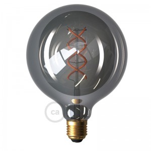 LED Smoky Light Bulb - Globe G125 Curved Spiral Filament - 5W E27 Dimmable 2000K