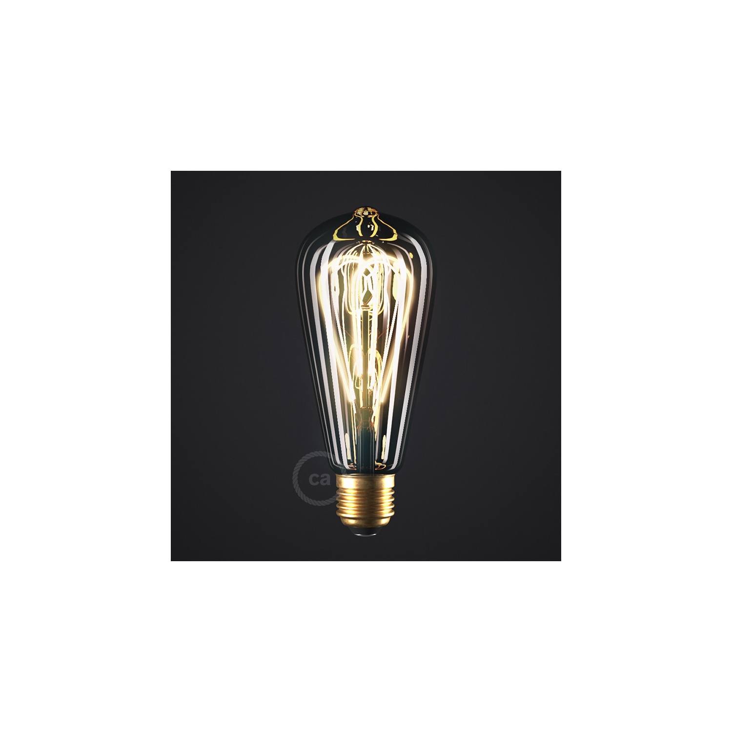 LED Smoky Light Bulb - Edison ST64 Curved Double Loop Filament - 5W E27 Dimmable 2000K