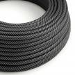 ERM38 Graphite & Black Vertigo HD Thin Stripes Round Electrical Fabric Cloth Cord Cable