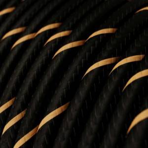 ERM42 Black & Gold Vertigo HD Round Electrical Fabric Cloth Cord Cable