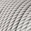 ERM46 White & Aluminium Vertigo HD Round Electrical Fabric Cloth Cord Cable