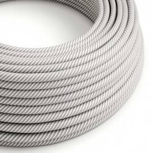 ERM46 White & Aluminium Vertigo HD Round Electrical Fabric Cloth Cord Cable