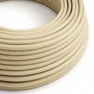 ERM53 Cream & Nut Vertigo HD Thin Stripes Round Electrical Fabric Cloth Cord Cable