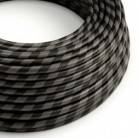 ERM54 Graphite & Black Vertigo HD Wide Stripes Round Electrical Fabric Cloth Cord Cable