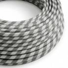 ERM55 Silver & Grey Vertigo HD Round Electrical Fabric Cloth Cord Cable