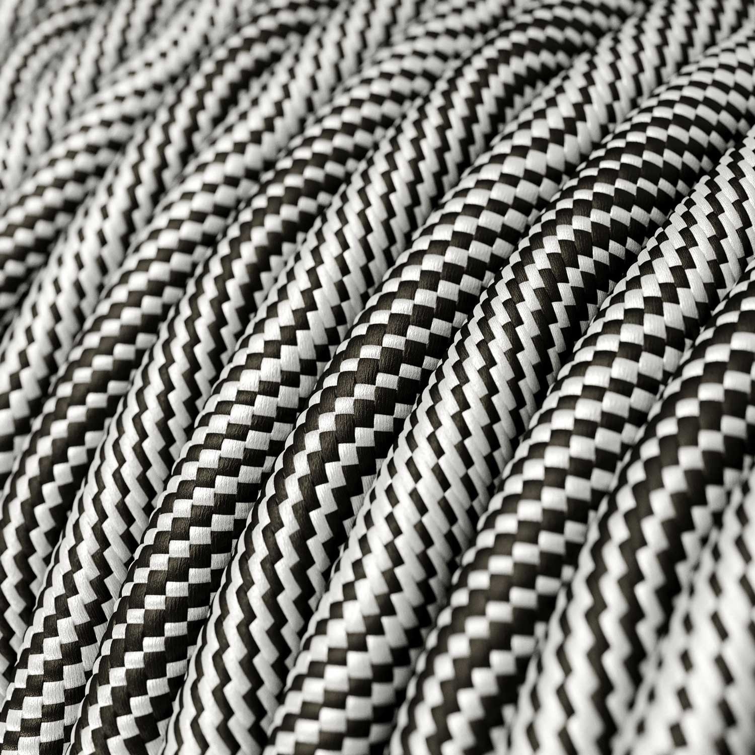 ERM64 Black and Silver Vertigo HD Optical Round Electrical Fabric Cloth Cord Cable