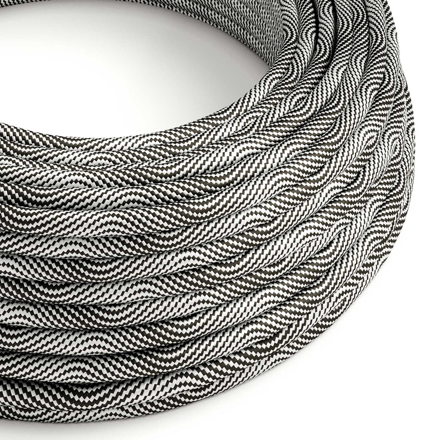 ERM64 Black and Silver Vertigo HD Optical Round Electrical Fabric Cloth Cord Cable