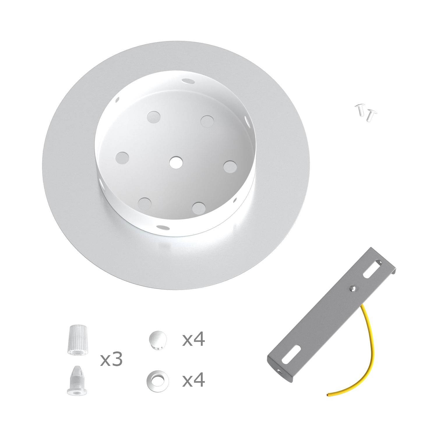 3 Hole in line - LARGE Round Ceiling Rose Canopy Kit - Rose One System