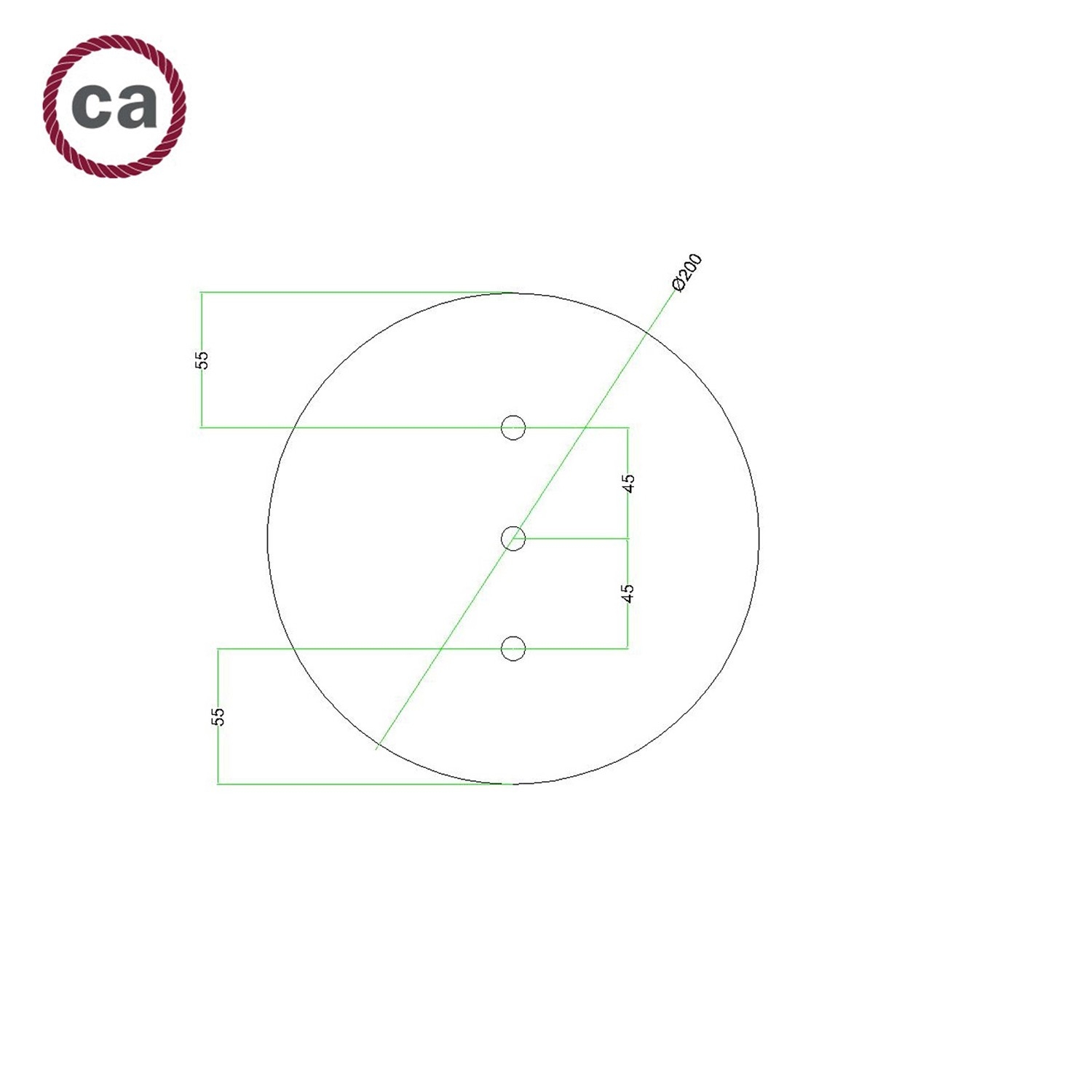 3 Hole in line - LARGE Round Ceiling Rose Canopy Kit - Rose One System