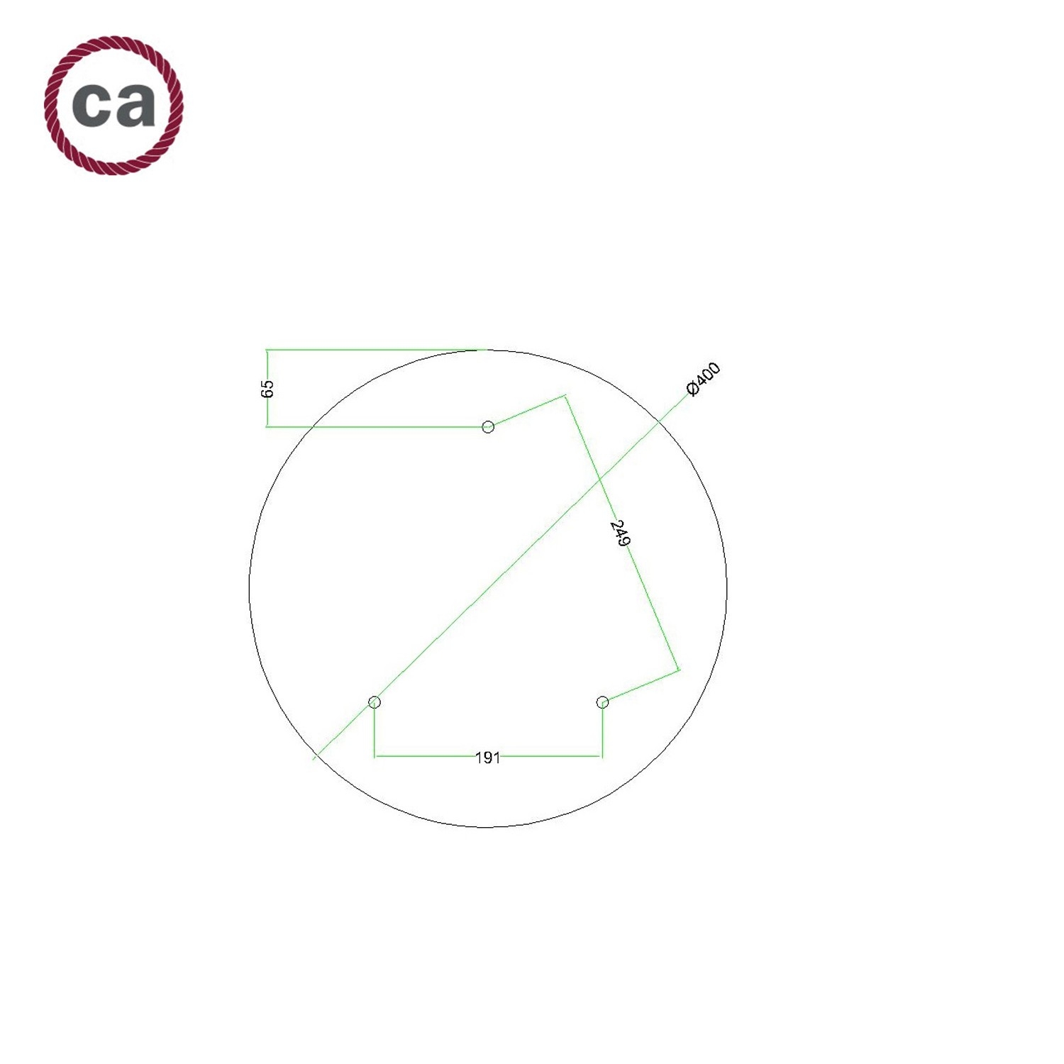 3 Hole - EXTRA LARGE Round Ceiling Rose Canopy - 400mm