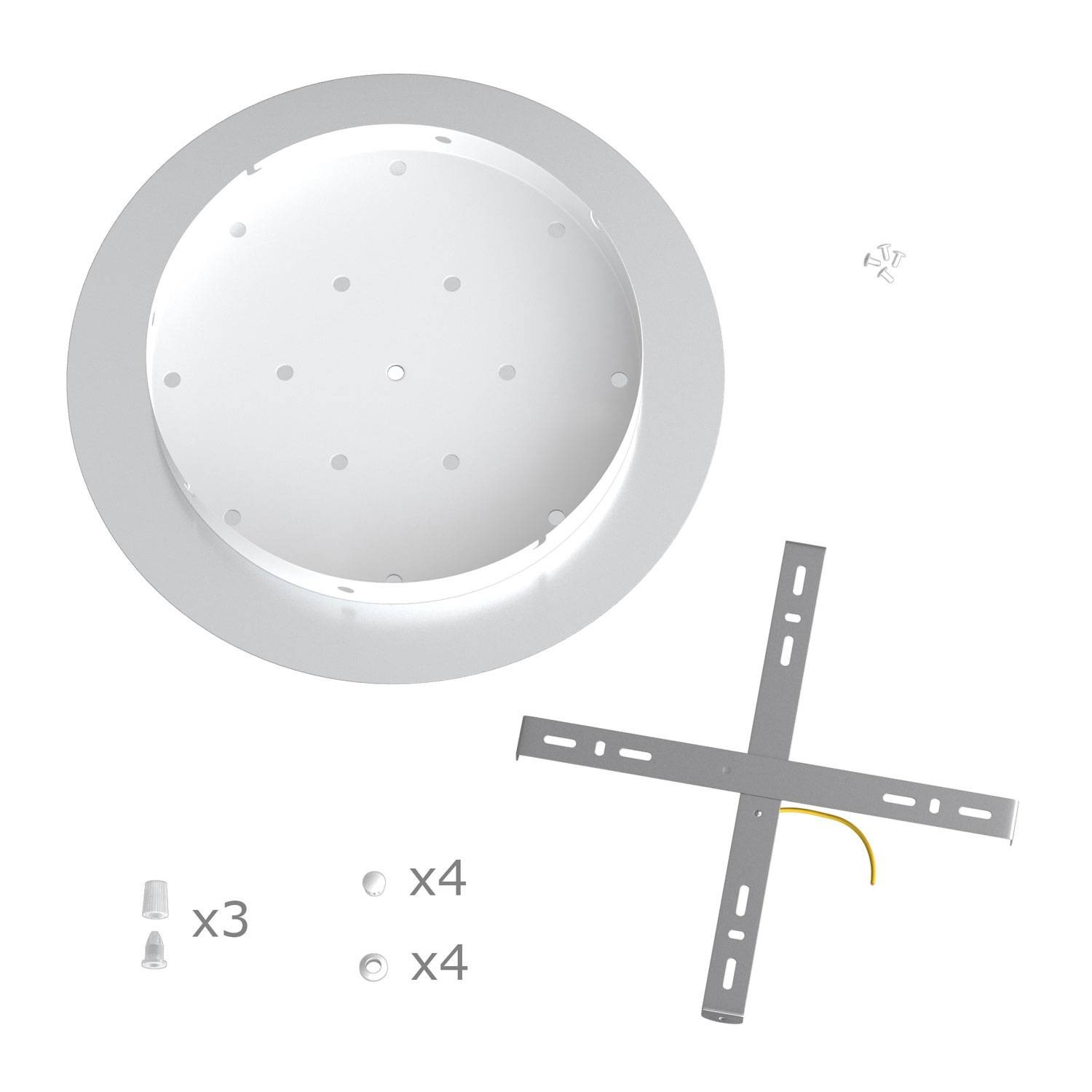 3 Hole in line - EXTRA LARGE Round Ceiling Rose Canopy- 400mm