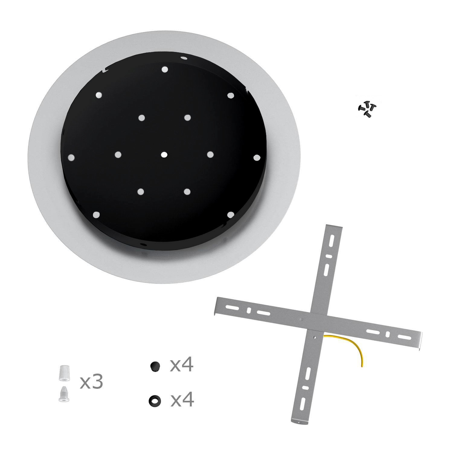 3 Hole in line - EXTRA LARGE Round Ceiling Rose Canopy- 400mm