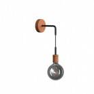 Fermaluce Leather, leather covered wooden wall light with bent extension and pendant lamp holder