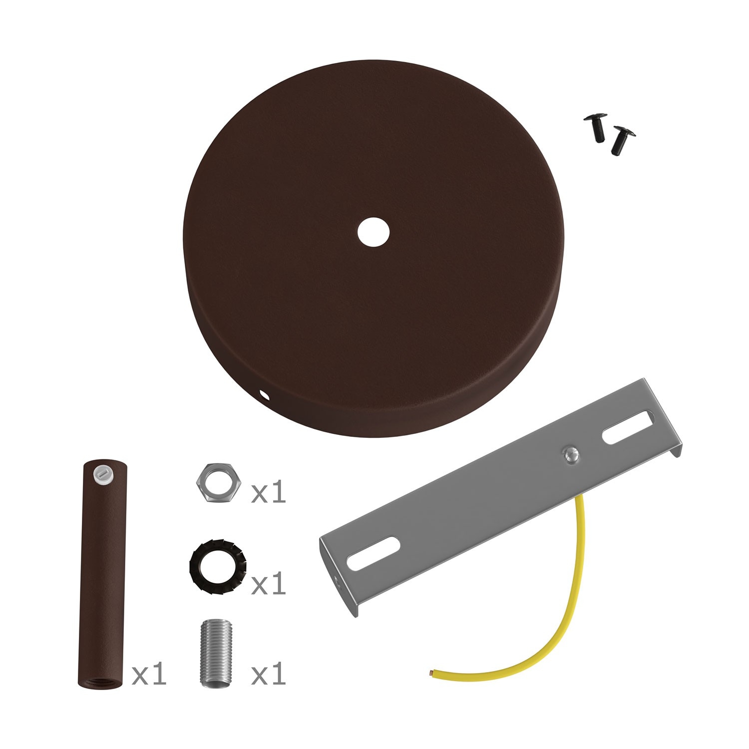 Cylindrical metal ceiling rose kit with 7 cm cable clamp