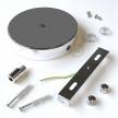Cylindrical metal 1 central hole + 2 side holes ceiling rose kit