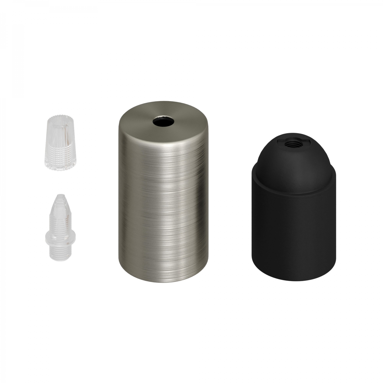 Cylindrical metal E27 lamp holder kit