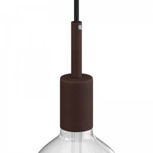 Cylindrical metal E27 lamp holder kit with 7 cm cable clamp