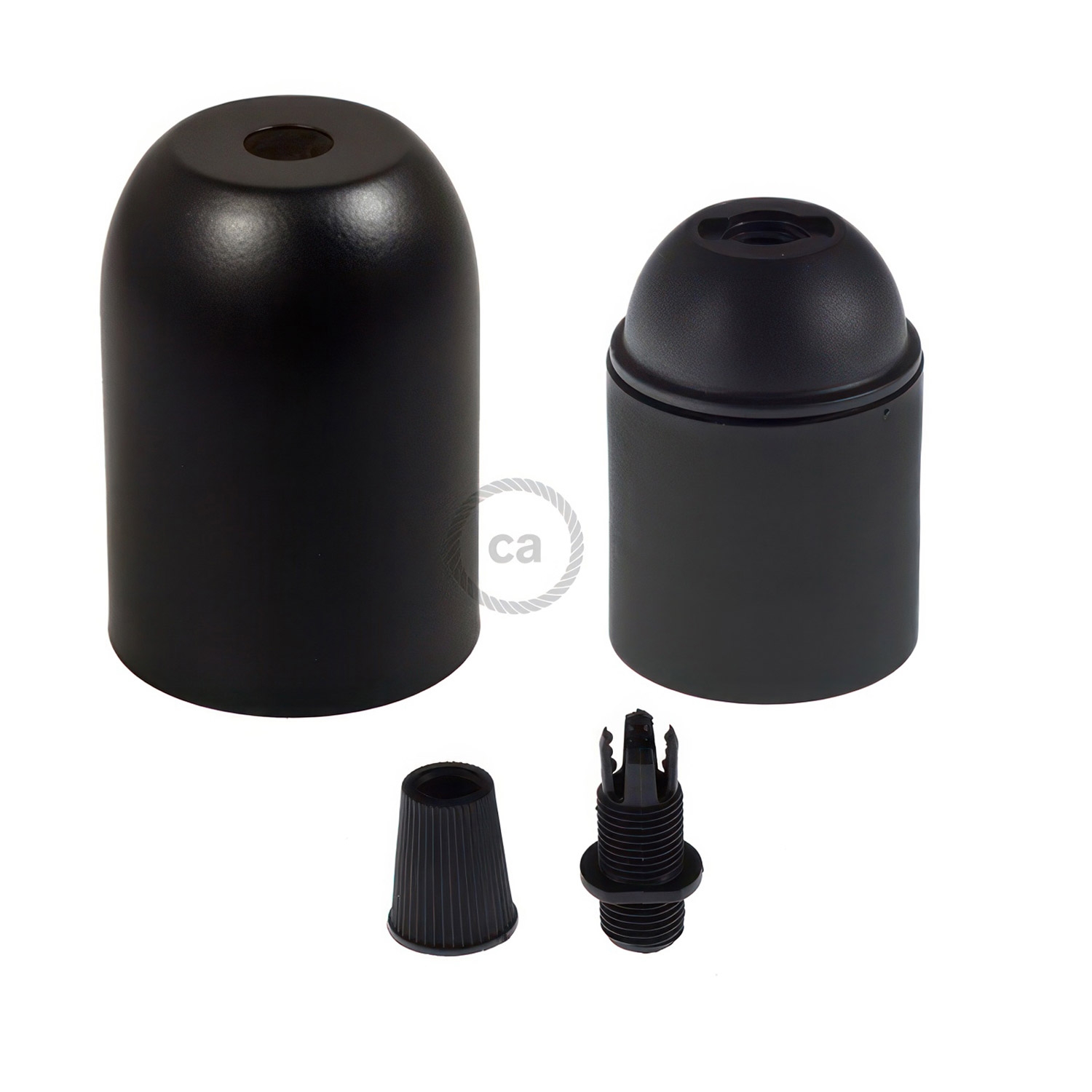 Rounded painted metal E27 lamp holder kit