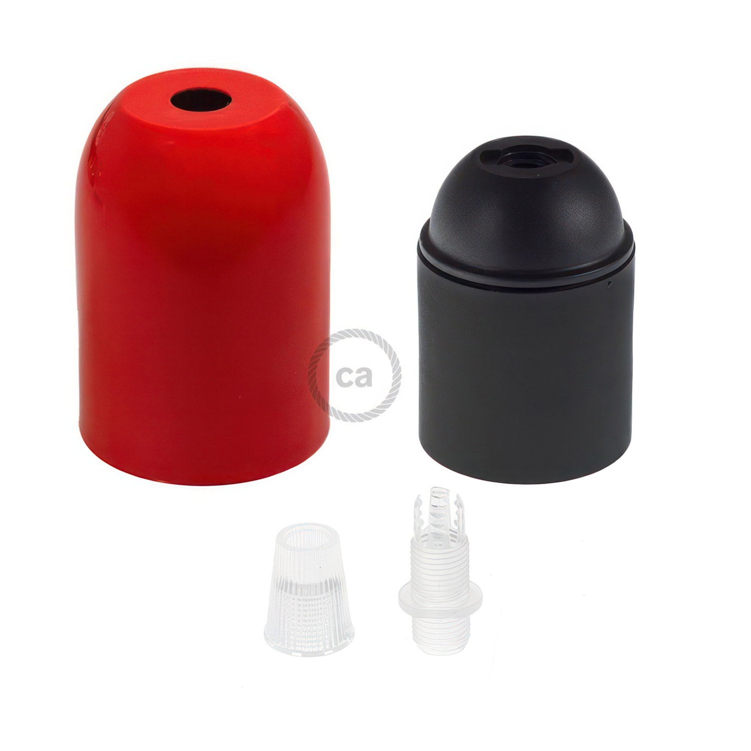 Rounded painted metal E27 lamp holder kit