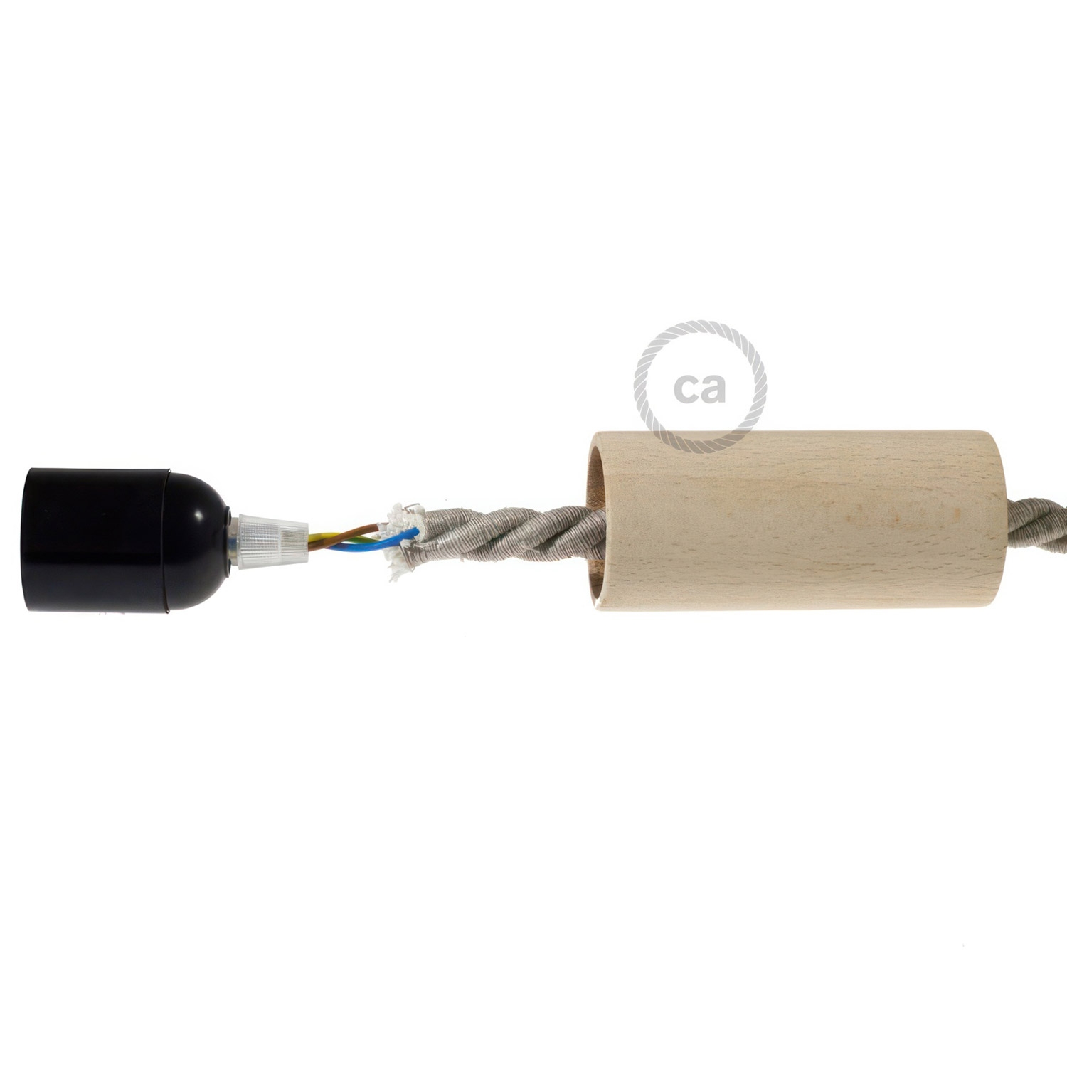 Wooden E27 lamp holder kit for XL cord