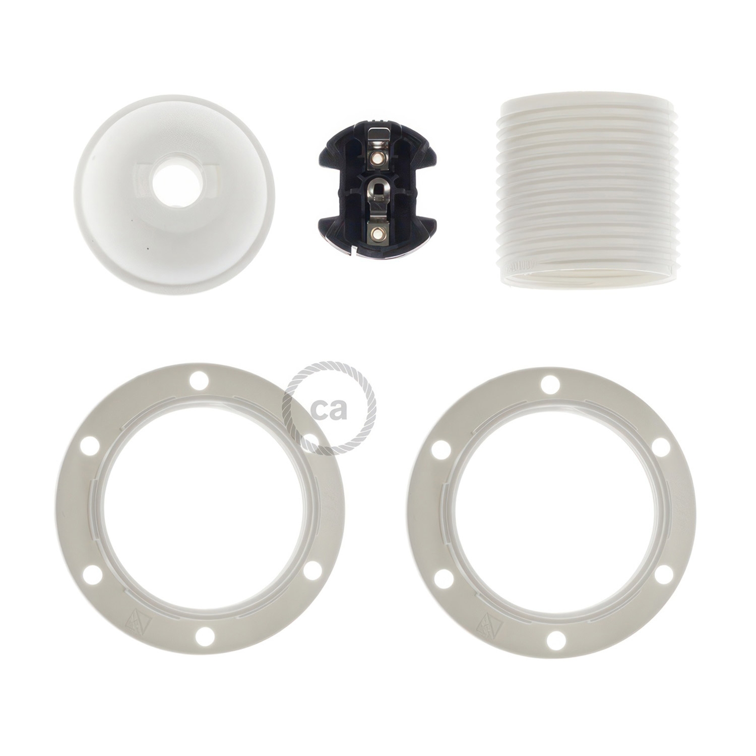 Thermoplastic E27 lamp holder kit for lampshade