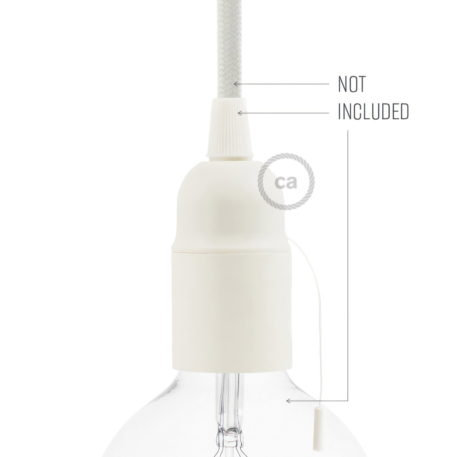 Thermoplastic E27 lamp holder kit for lampshade with pull switch