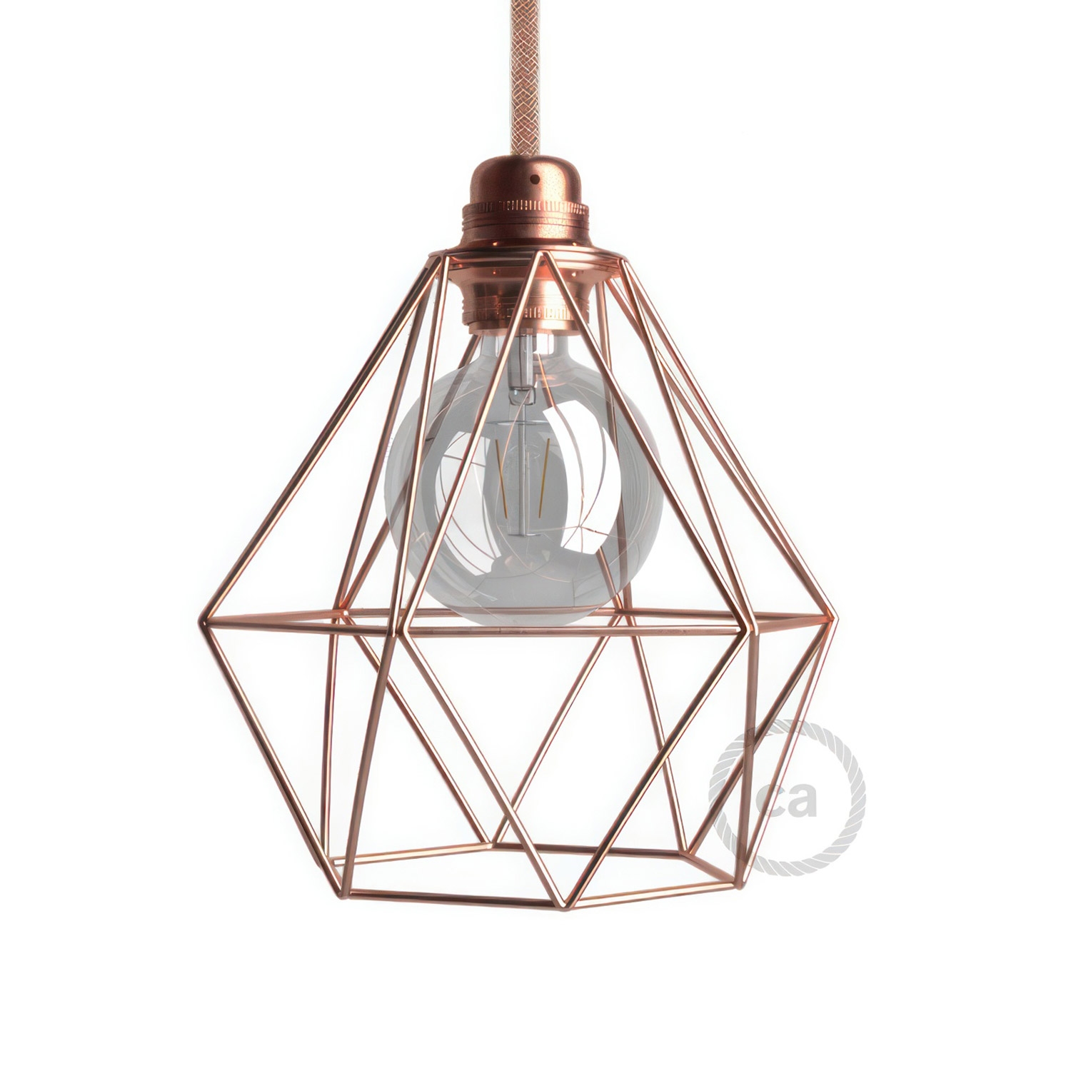 Naked light bulb cage metal lampshade Diamond with E27 fitting