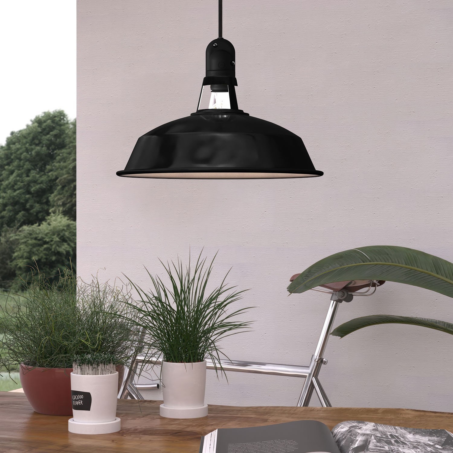 Harbour lampshade in polished metal with E27 fitting, 38 cm diameter