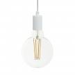 Pendant lamp with textile cable and monochrome metal details - Made in Italy