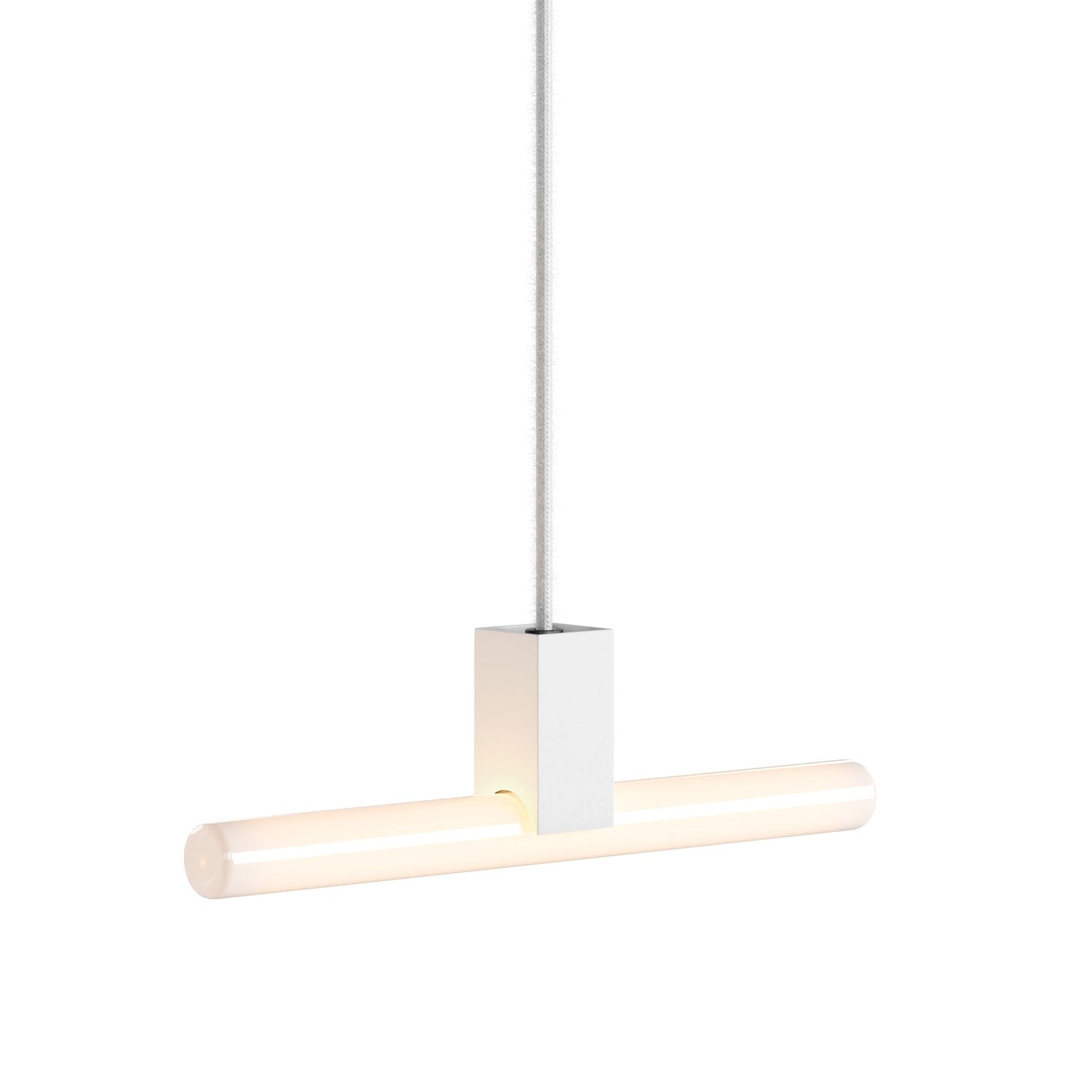 Pendant lamp with textile cable, S14d Syntax® lamp holder and metal details - Made in Italy