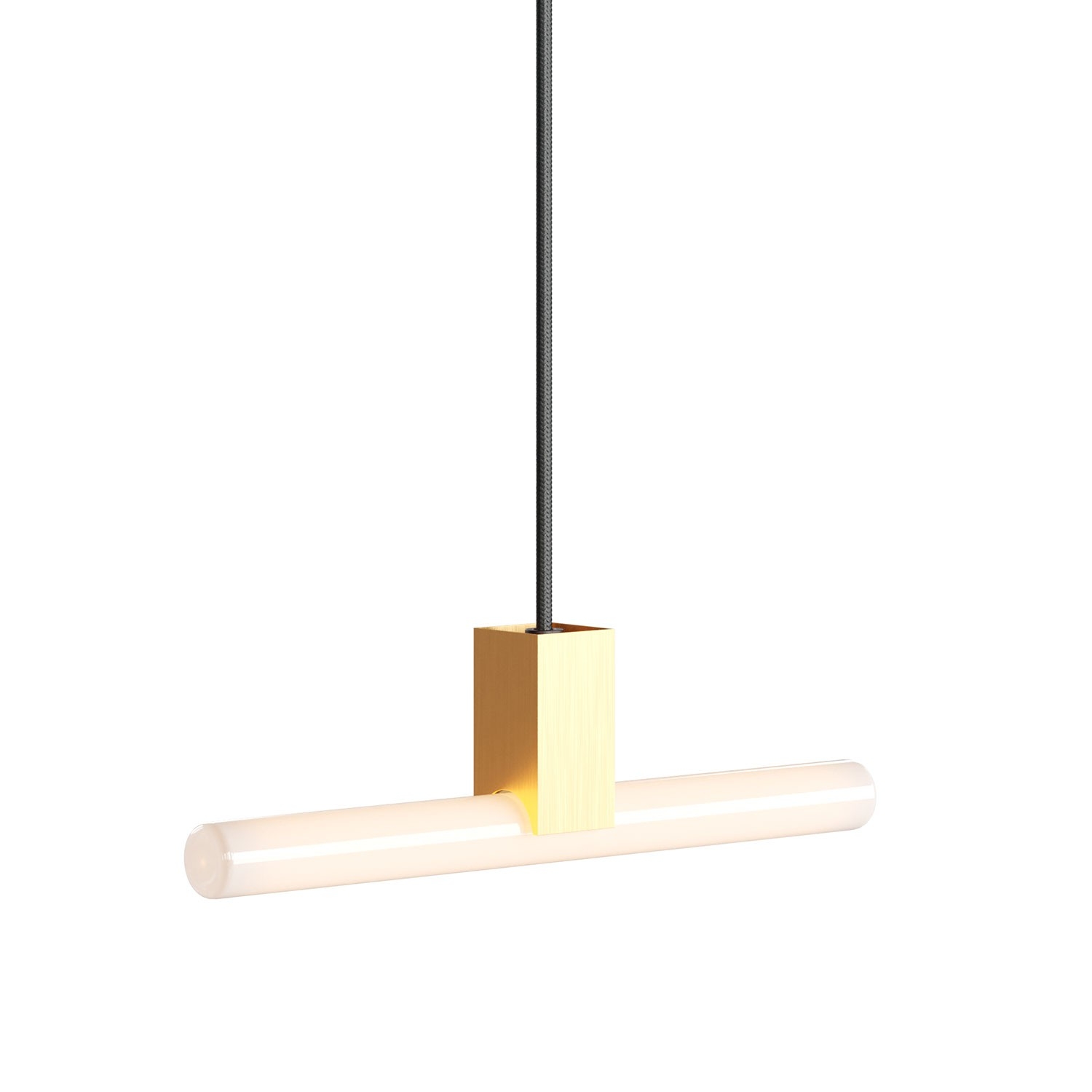 Pendant lamp with textile cable, S14d Syntax® lamp holder and metal details - Made in Italy