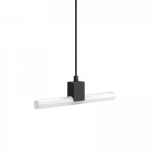 Pendant lamp with textile cable, S14d Syntax® lamp holder and metal details - Made in Italy