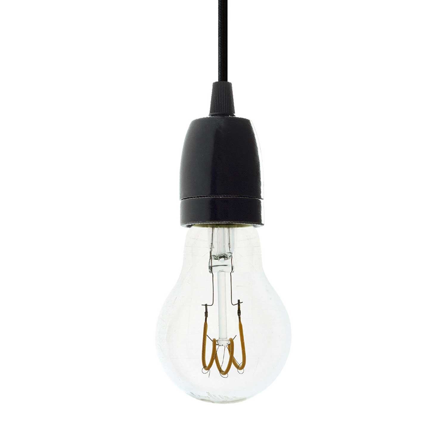 Pendant lamp with textile cable and coloured porcelain details - Made in Italy