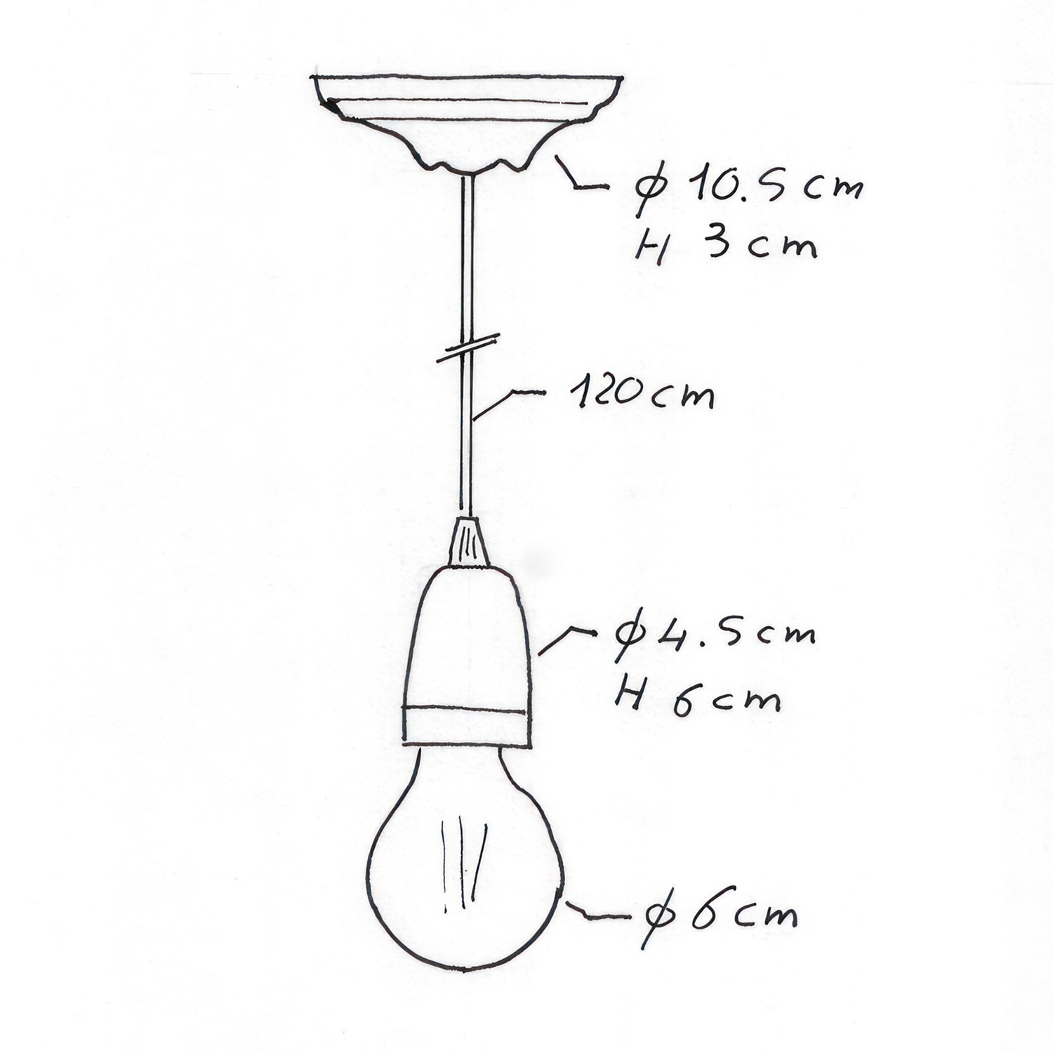 Pendant lamp with textile cable and coloured porcelain details - Made in Italy