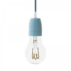 Pendant lamp with textile cable and coloured porcelain details - Made in Italy